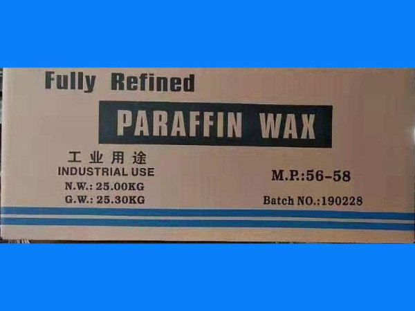 56/58 Fully refined paraffin wax packing in 25kgs/carton